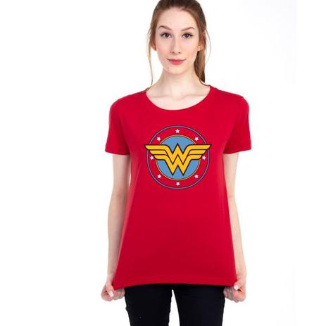 Camiseta Baby Look Mulher Maravilha Logo Algodão Wonder Woman