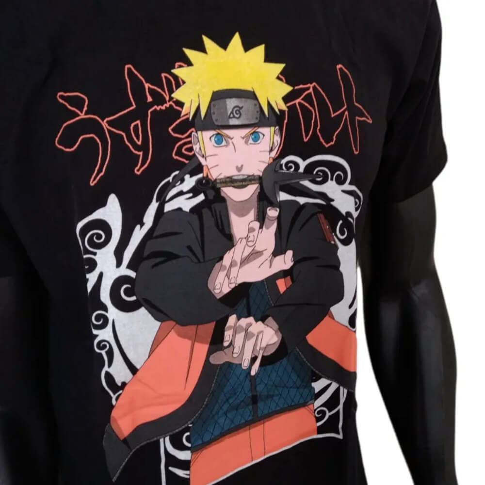 Camiseta masculina Naruto clássico preta