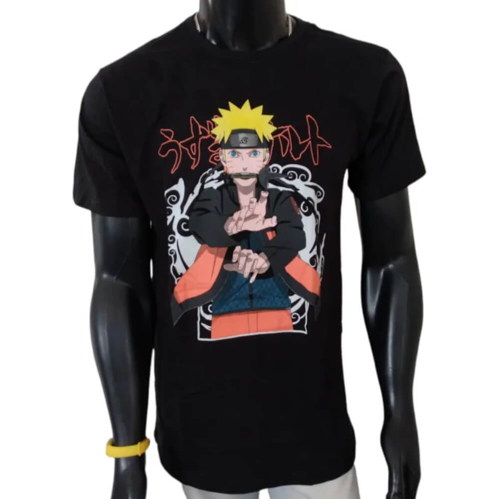 Camiseta masculina Naruto clássico preta