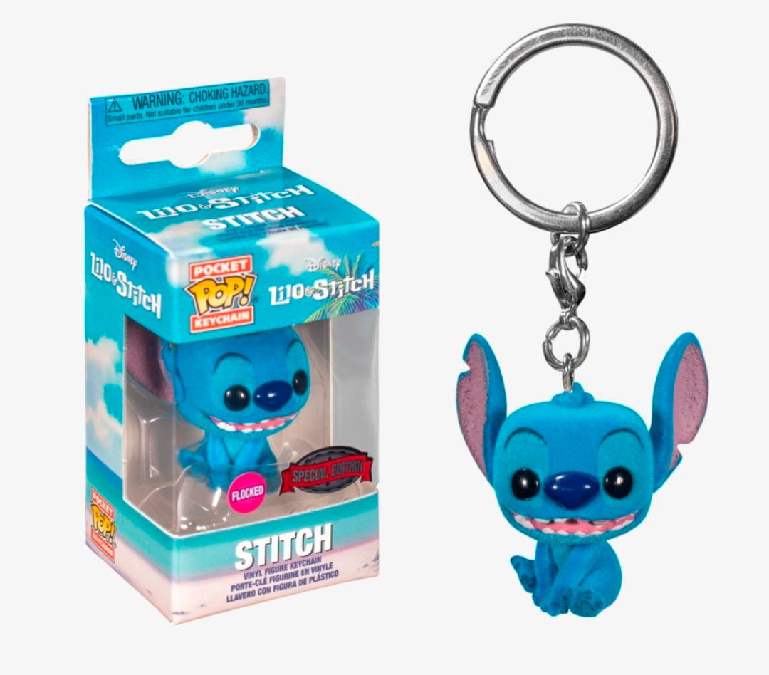 Chaveiro Stitch Flocked Funko Pop Pocket Keychain Lilo & Stitch