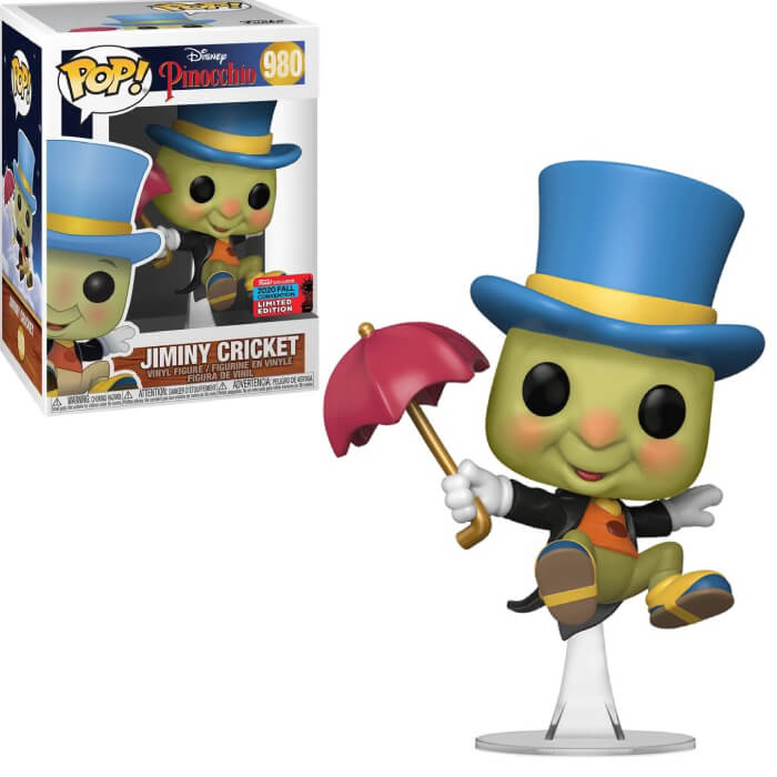 Boneco Disney Funko Pop Jiminy Cricket 980 NYCC Grilo Falante