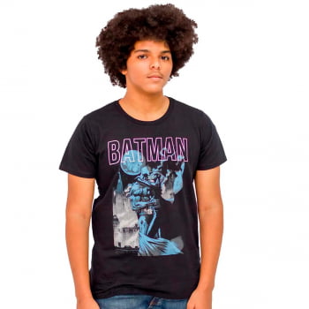 Camiseta Batman & Mulher Gato Masculina Manga Curta Licenciada