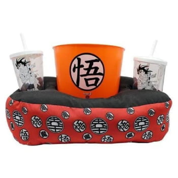 Almofada Dragon Ball Z com balde para Pipoca e 2 copos Símbolo Goku Licenciado Zona Criativa