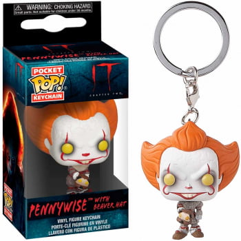 Chaveiro It Pennywise with Beaver Hat Funko Pop Pocket Keychain