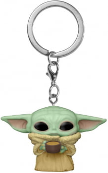 Chaveiro Baby Yoda The Child w Cup Star Wars Funko Pop Pocket Keychain