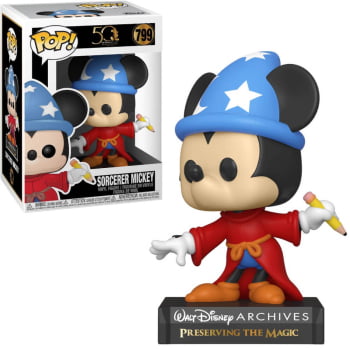 Boneco Funko Pop Disney Mickey Mouse 799 Sorcerer Mickey Archives 50th