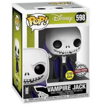 Boneco Funko Pop Vampire Jack Skellington 598 GITD Disney O Estranho Mundo de Jack