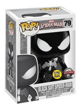 Funko Pop Homem Aranha 79 GITD Black Suit Spider-Man