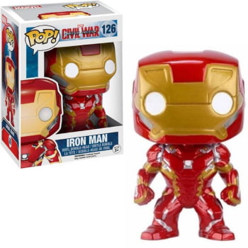 Boneco Marvel Funko Pop Homem de Ferro Iron Man 126 Captain America Civil War
