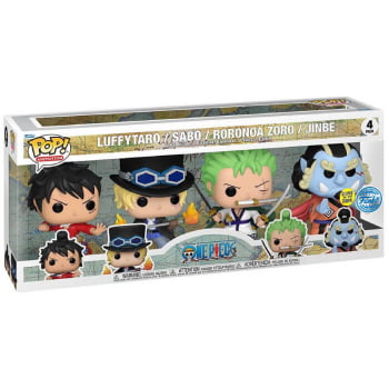 Boneco One Piece Luffytaro, Roronoa Zoro, Sabo & Jinbe Funko Pop 4-Pack