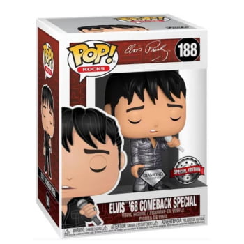 Boneco Funko Pop Rocks Elvis Presley 188 1968 Comeback Special Diamond