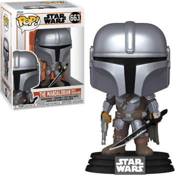 Boneco Colecionável Funko Pop Star Wars The Mandalorian with Darksaber 663