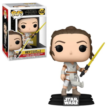 Boneco Funko Pop Star Wars Rey Yellow Lightsaber 432 The Rise of Skywalker