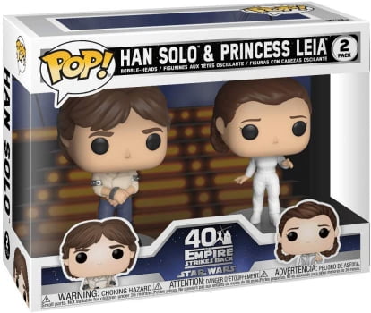 Funko Pop Han Solo e Princesa Leia 2-Pack - Star Wars 40th Empire Strikes Back